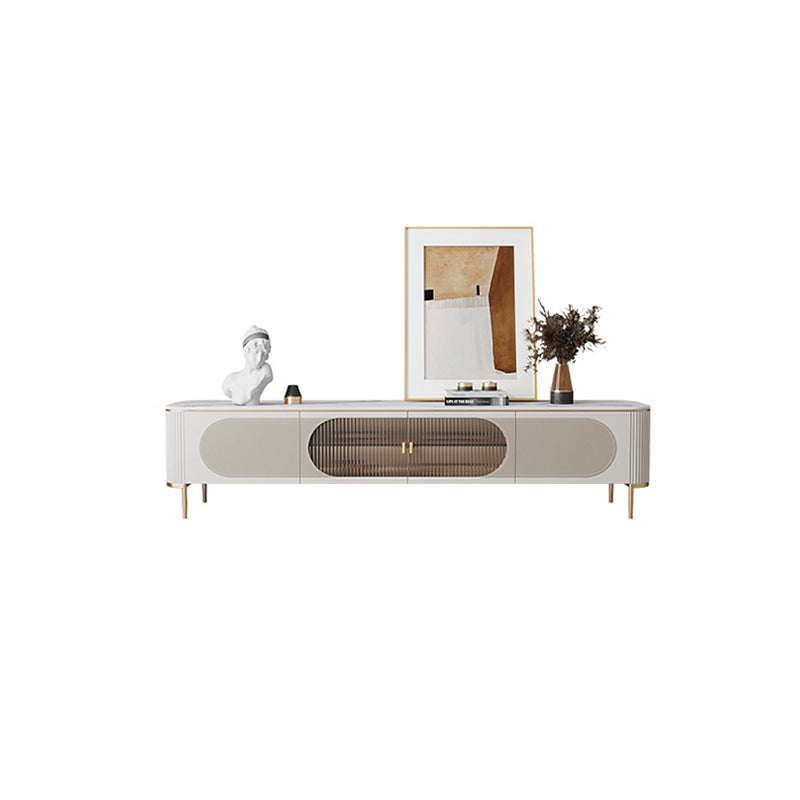 Contemporary Media Console TV Stand Stone TV Media Stand in White