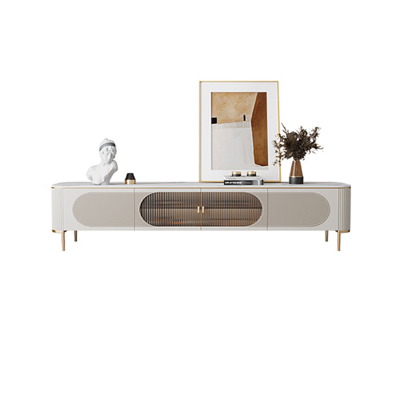 Contemporary Media Console TV Stand Stone TV Media Stand in White