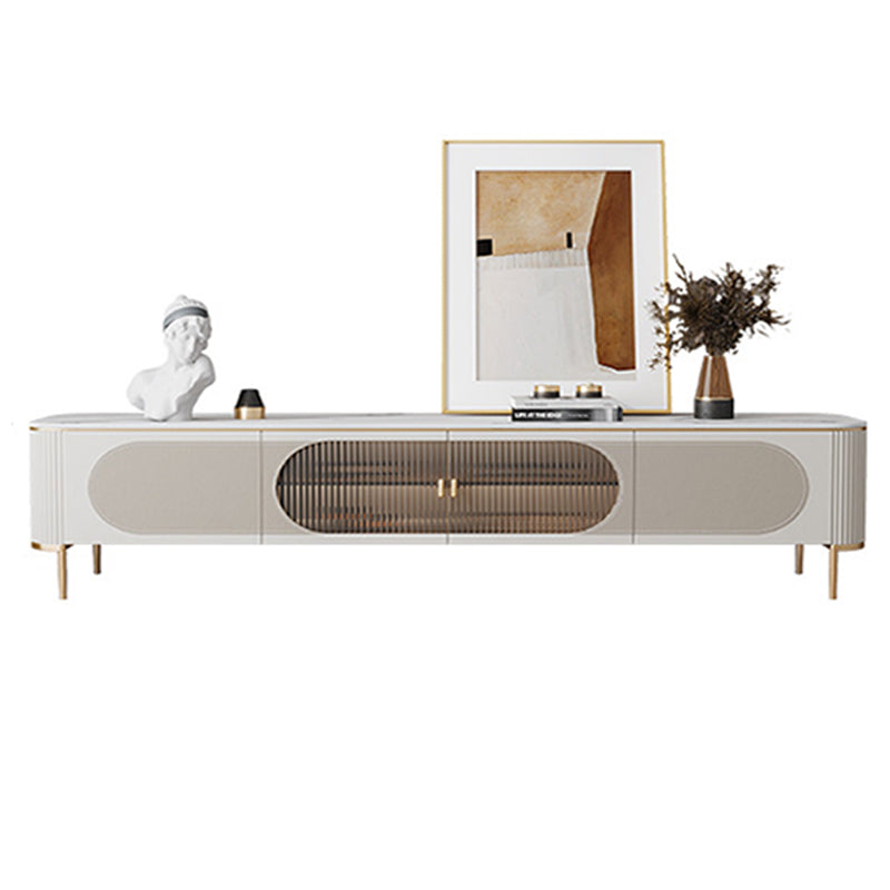 Contemporary Media Console TV Stand Stone TV Media Stand in White