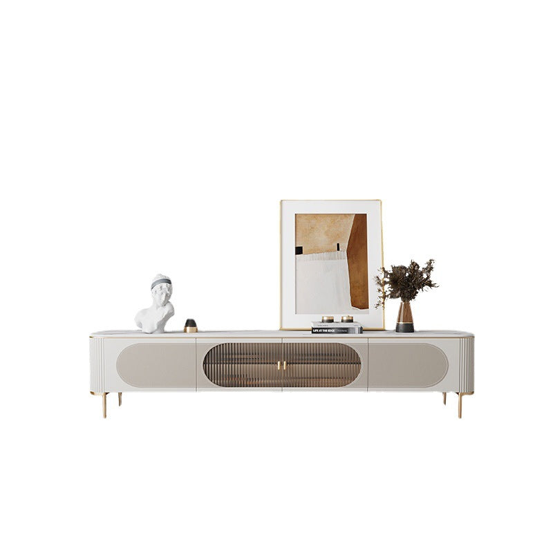 Contemporary Media Console TV Stand Stone TV Media Stand in White