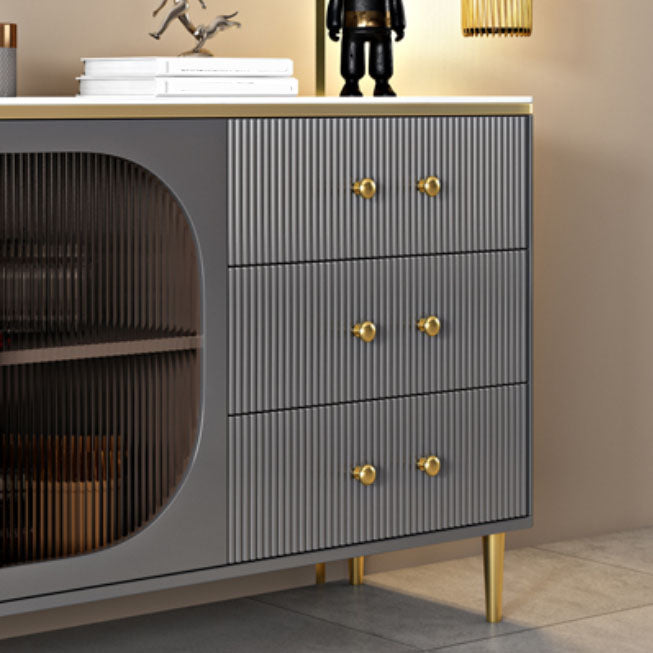 Glam Buffet Stand with Drawers Stone and Wood Buffet Sideboard