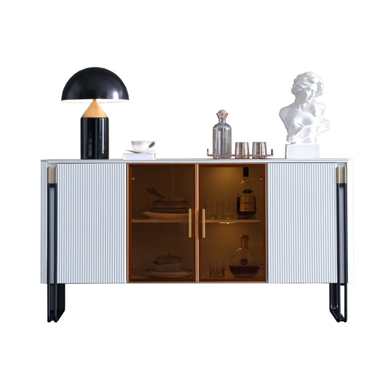 Stone and Engineered Wood Sideboard Glam Style Dining Sideboard