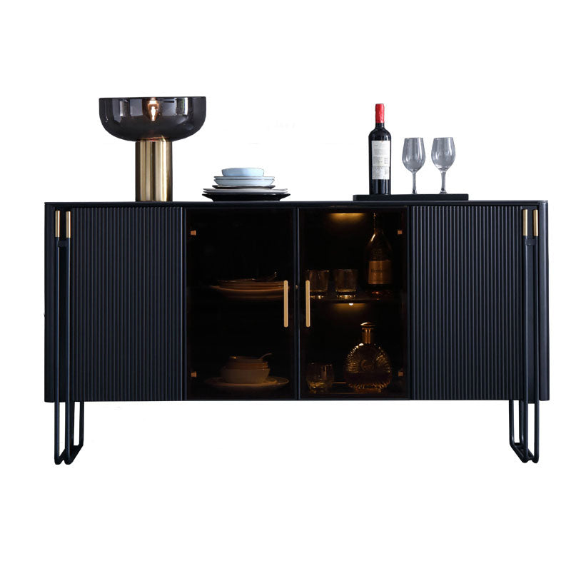 Stone and Engineered Wood Sideboard Glam Style Dining Sideboard