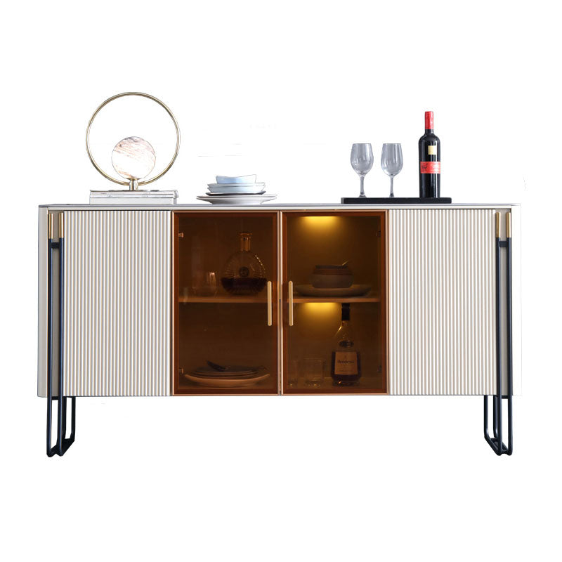 Stone and Engineered Wood Sideboard Glam Style Dining Sideboard