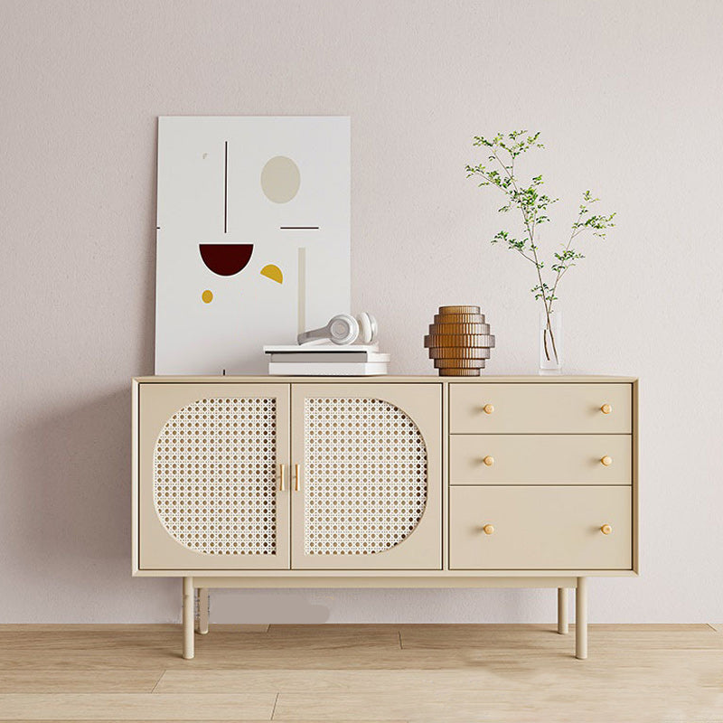 White Pine Solid Wood Sideboard Modern Credenza with Drawers and Storage