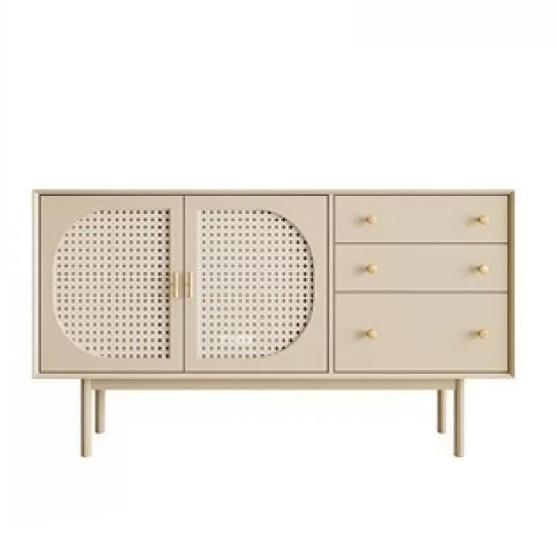 White Pine Solid Wood Sideboard Modern Credenza with Drawers and Storage