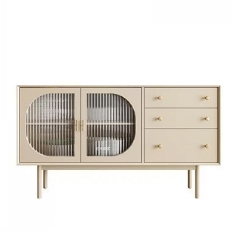 White Pine Solid Wood Sideboard Modern Credenza with Drawers and Storage