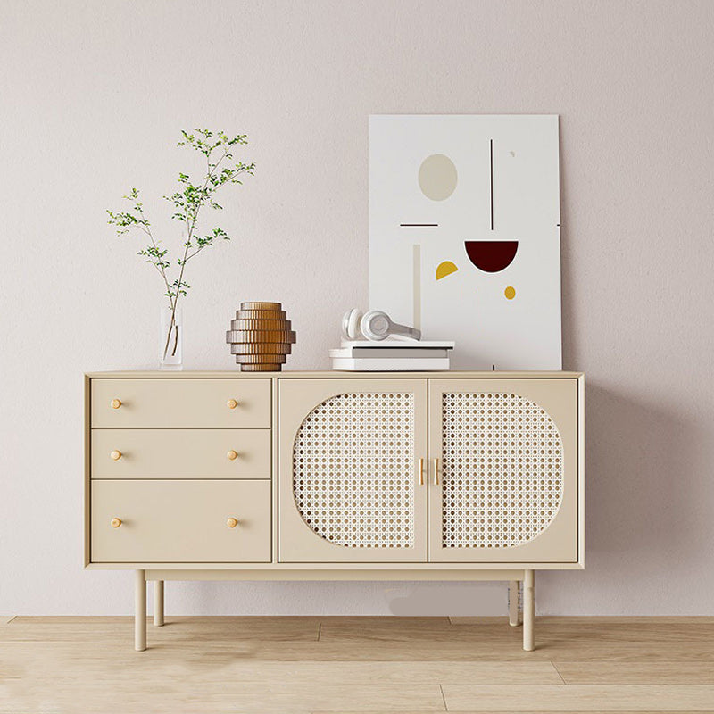 White Pine Solid Wood Sideboard Modern Credenza with Drawers and Storage