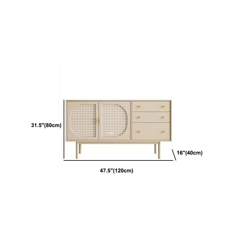 White Pine Solid Wood Sideboard Modern Credenza with Drawers and Storage