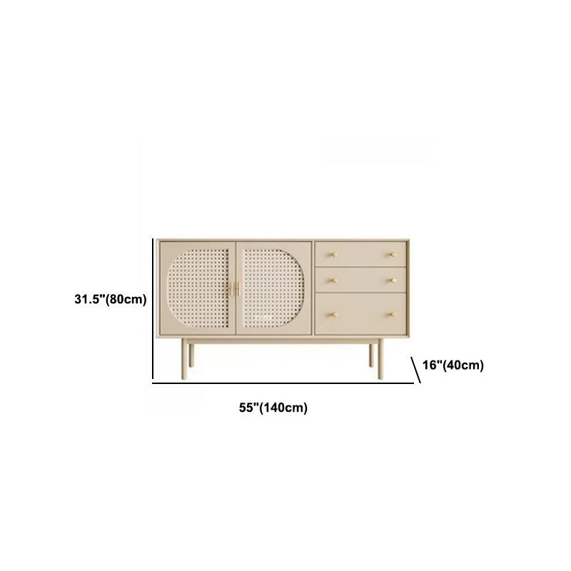 White Pine Solid Wood Sideboard Modern Credenza with Drawers and Storage