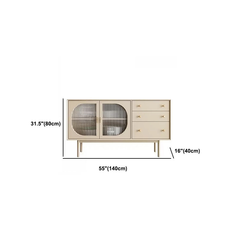 White Pine Solid Wood Sideboard Modern Credenza with Drawers and Storage