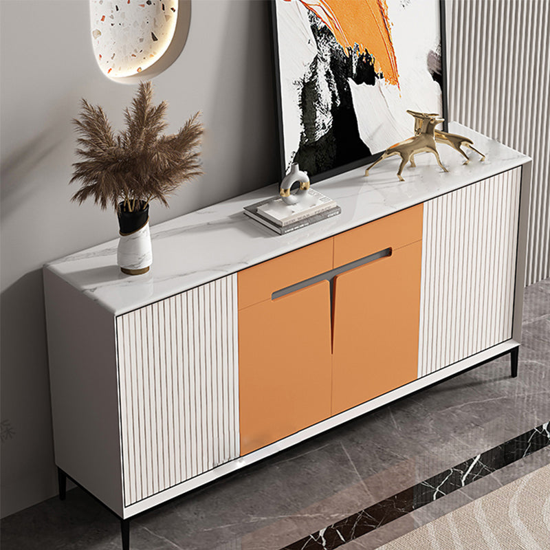 Glam Dining Buffet with Drawers Stone and Wood Sideboard Buffet