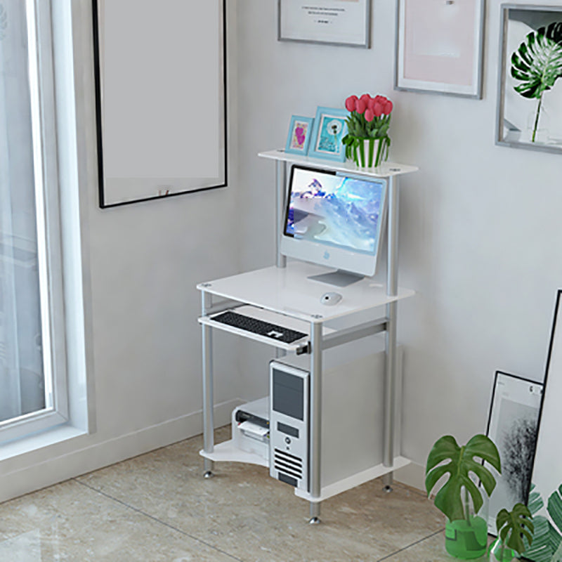 Rectangular Glass Computer Desk Keyboard Tray Contemporary Office Desk