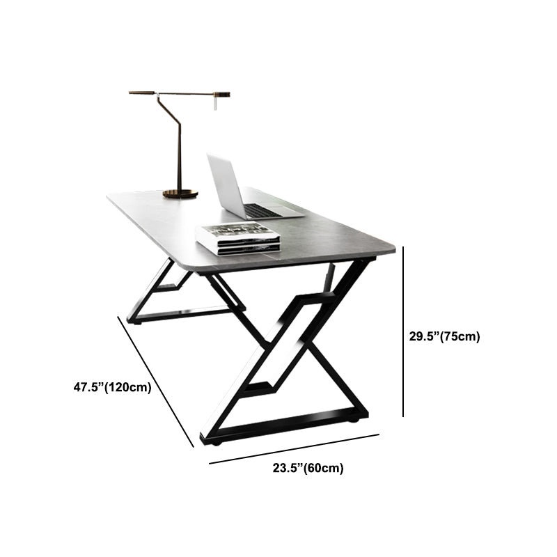 Industrial Stone Sled Writing Desk Rectangular Office Desk for Home