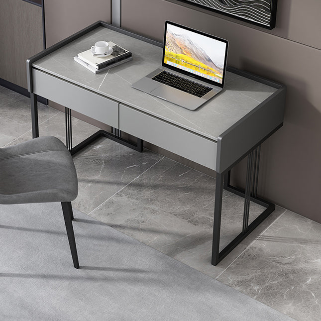 Industrial Stone Writing Desk Rectangular Sled Office Desk for Home