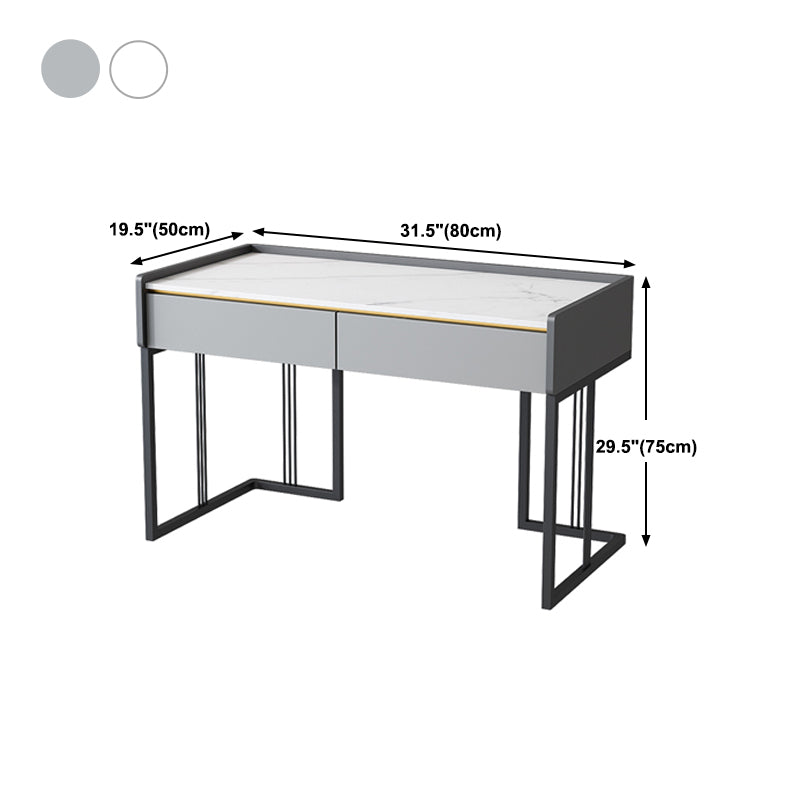 Industrial Stone Writing Desk Rectangular Sled Office Desk for Home