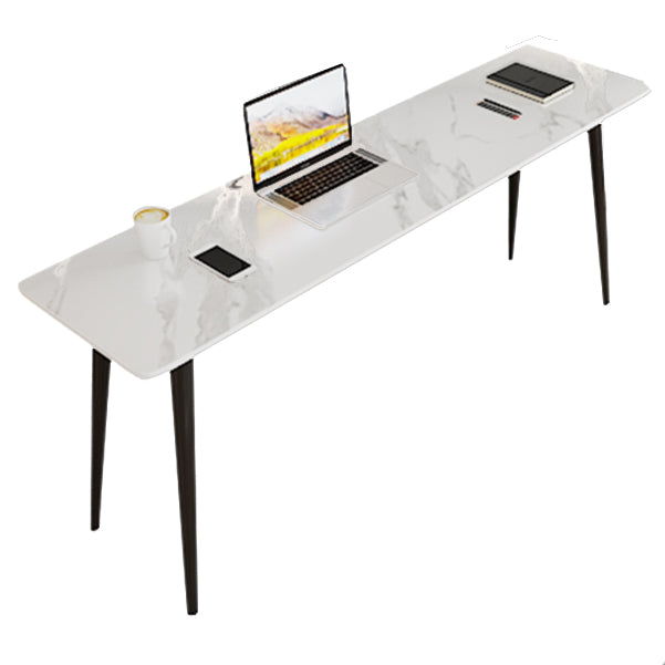 Industrial Rectangular Writing Desk Home Stone Office Desk with Metal Legs