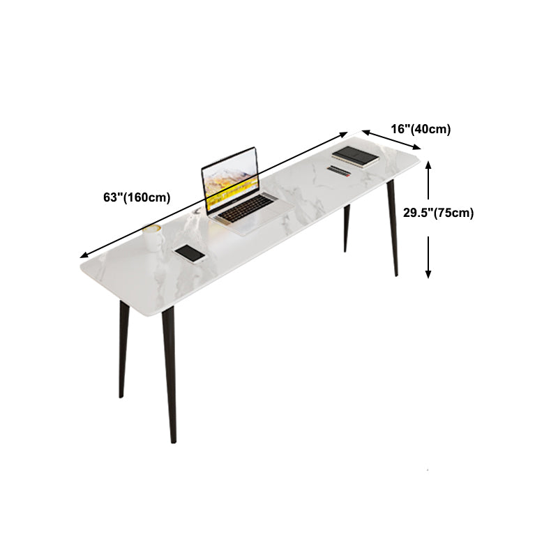 Industrial Rectangular Writing Desk Home Stone Office Desk with Metal Legs