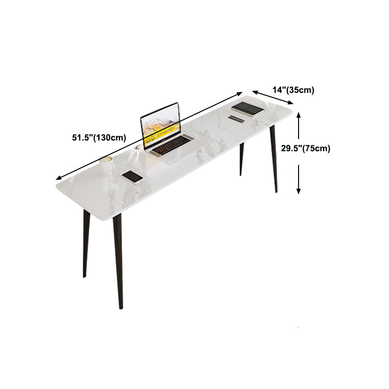 Industrial Rectangular Writing Desk Home Stone Office Desk with Metal Legs