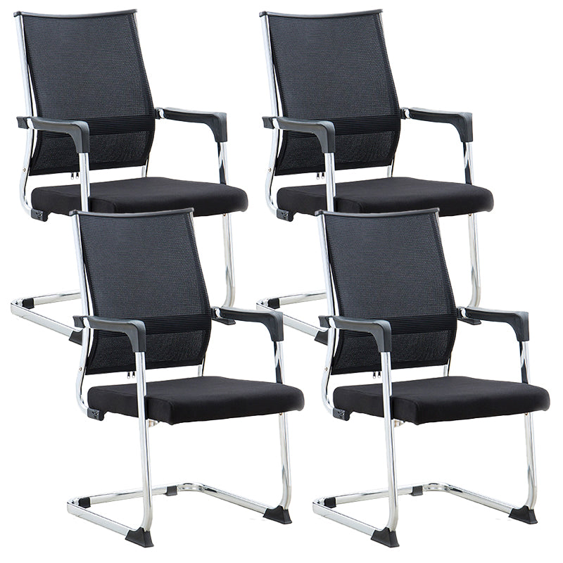 Mid Back Home Office Chair Mesh Seat and Back No Wheels Conference Chair