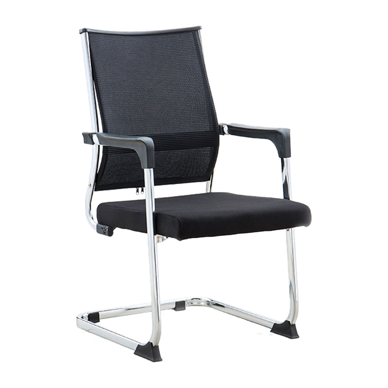 Mid Back Home Office Chair Mesh Seat and Back No Wheels Conference Chair