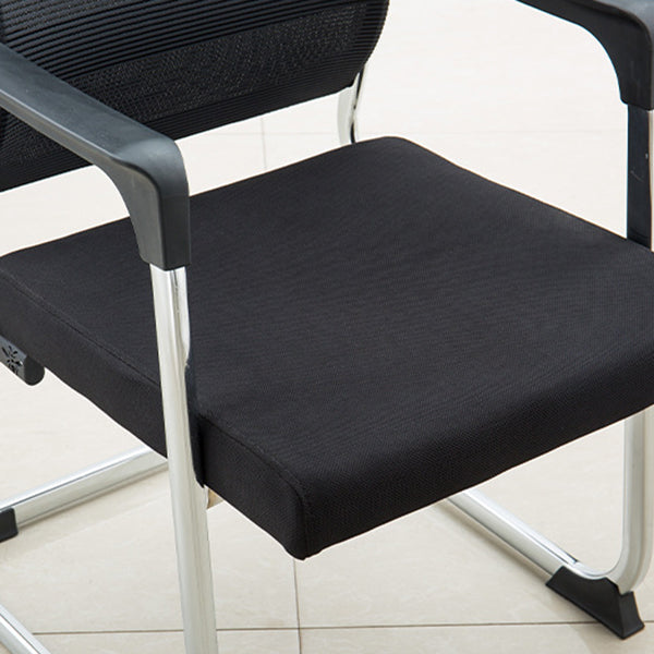 Mid Back Home Office Chair Mesh Seat and Back No Wheels Conference Chair