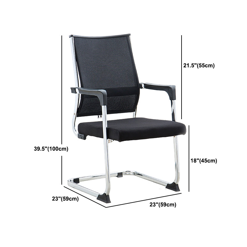 Mid Back Home Office Chair Mesh Seat and Back No Wheels Conference Chair