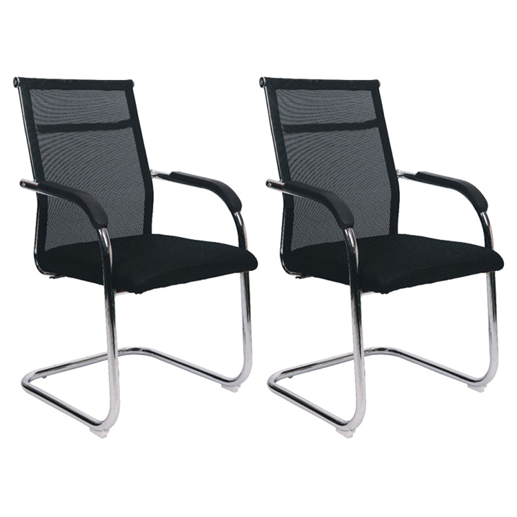 Modern Arms Included Chair Mid-Back Metal Base Chair in Black/Brown