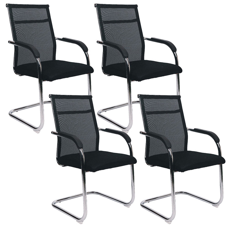 Modern Arms Included Chair Mid-Back Metal Base Chair in Black/Brown