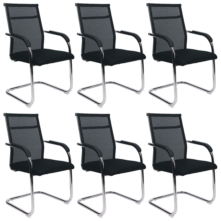 Modern Arms Included Chair Mid-Back Metal Base Chair in Black/Brown