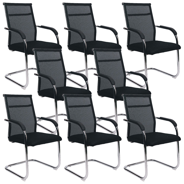 Modern Arms Included Chair Mid-Back Metal Base Chair in Black/Brown