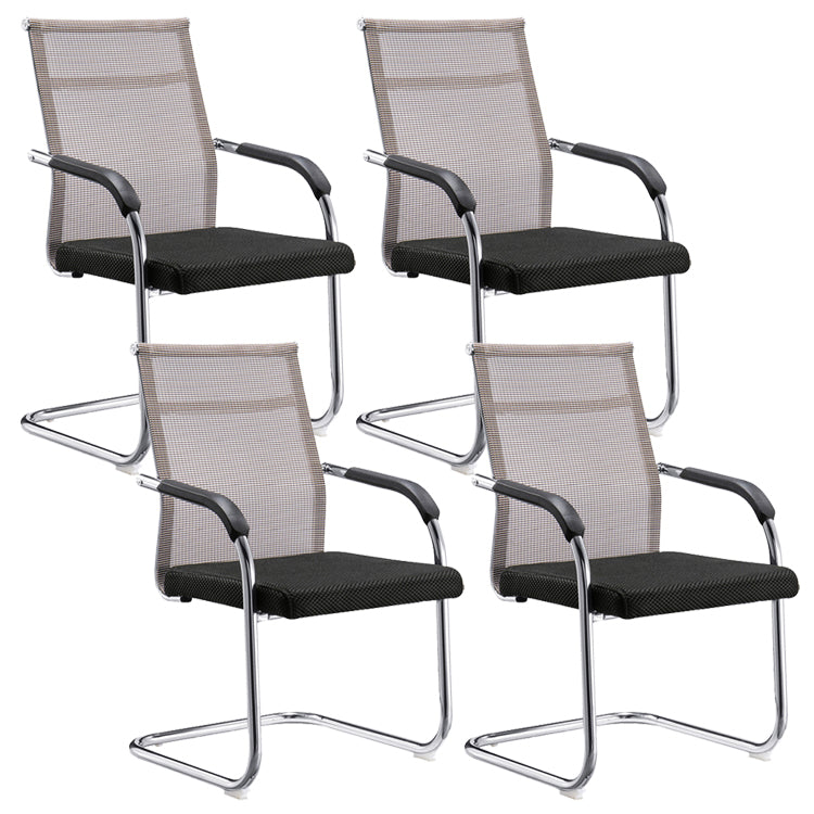 Modern Arms Included Chair Mid-Back Metal Base Chair in Black/Brown