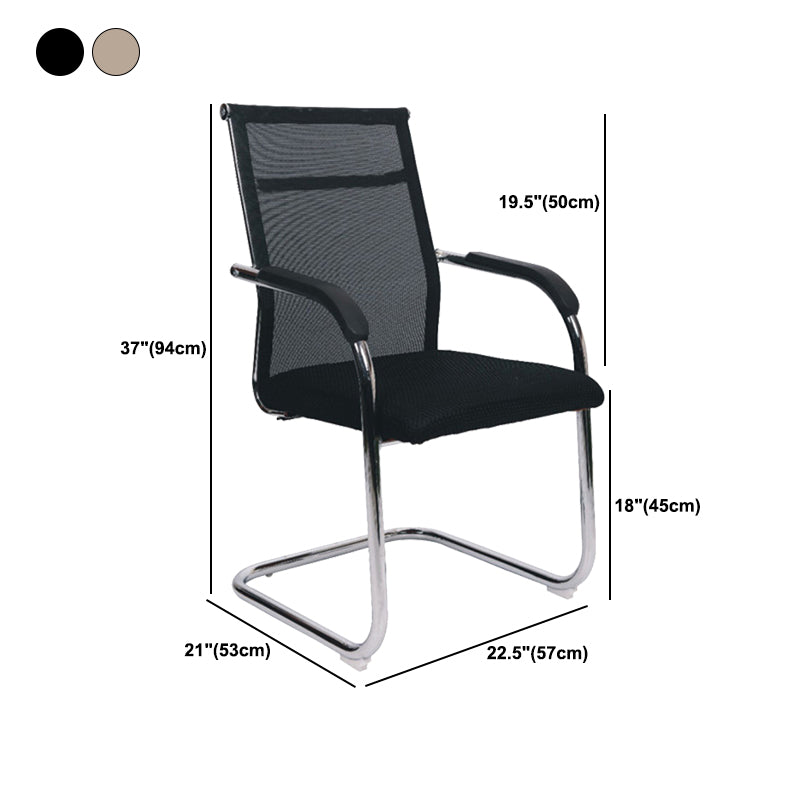 Modern Arms Included Chair Mid-Back Metal Base Chair in Black/Brown