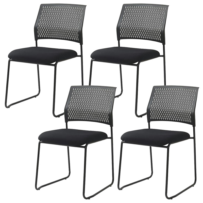 Contemporary No Wheels Conference Chair Plastic Back Armless Office Chair