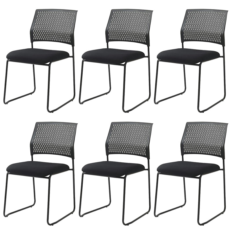 Contemporary No Wheels Conference Chair Plastic Back Armless Office Chair