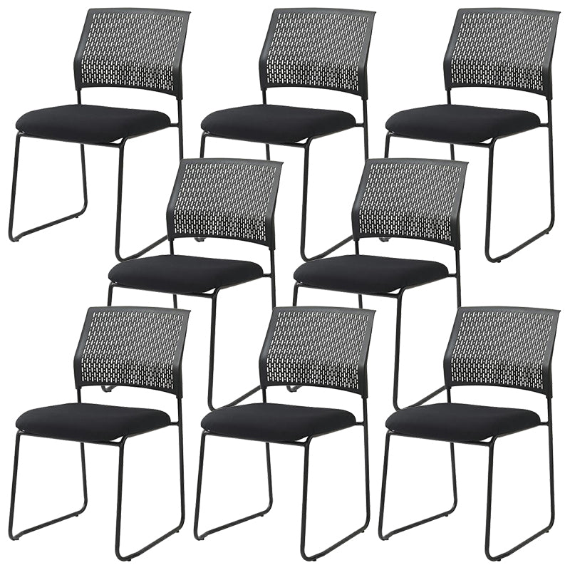 Contemporary No Wheels Conference Chair Plastic Back Armless Office Chair