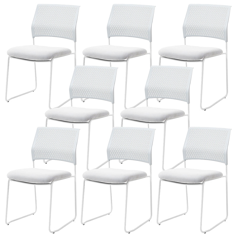 Contemporary No Wheels Conference Chair Plastic Back Armless Office Chair