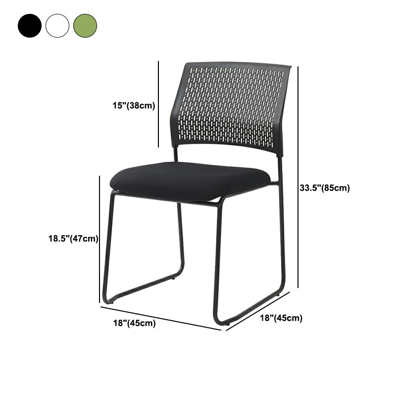 Contemporary No Wheels Conference Chair Plastic Back Armless Office Chair