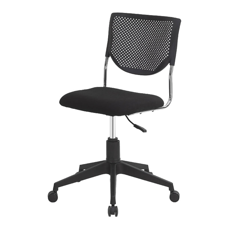 Armless Mid Back Vinyl Office Chair Modern Black Back Conference Chair