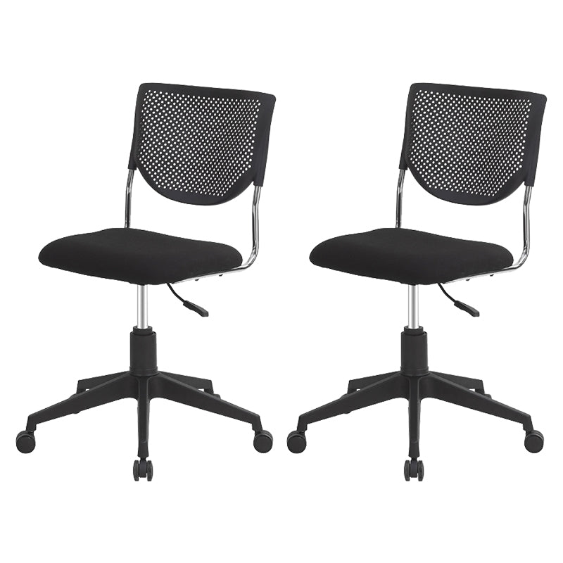 Armless Mid Back Vinyl Office Chair Modern Black Back Conference Chair