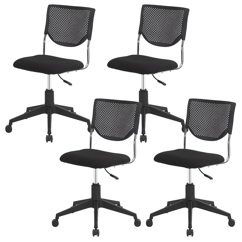 Armless Mid Back Vinyl Office Chair Modern Black Back Conference Chair