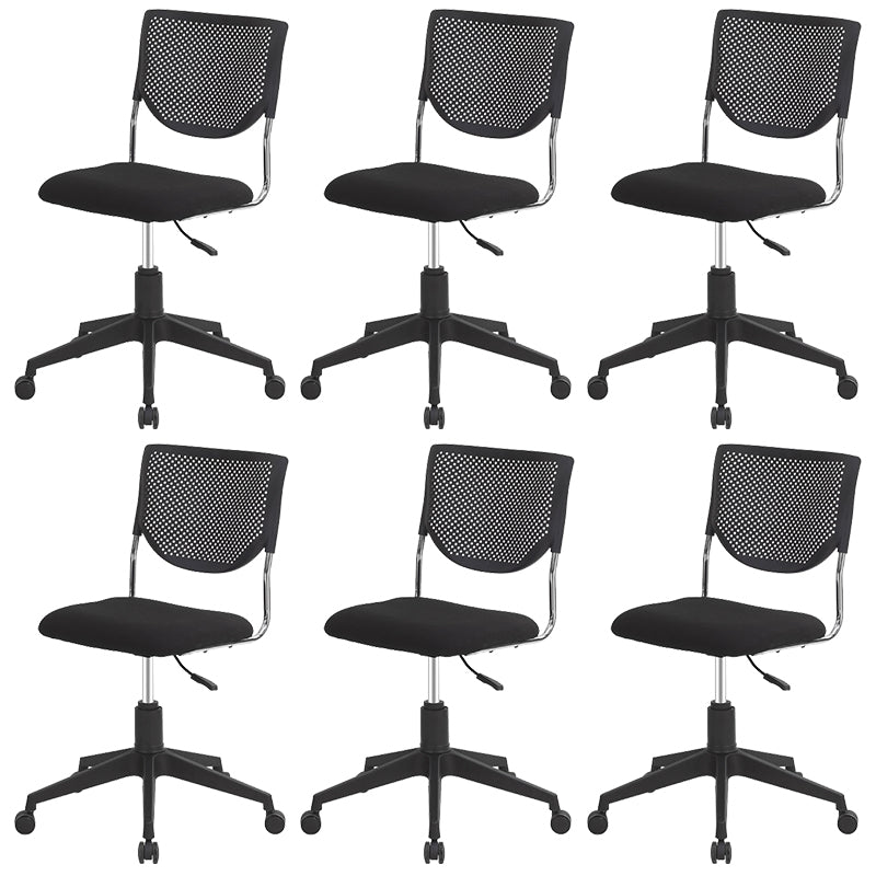 Armless Mid Back Vinyl Office Chair Modern Black Back Conference Chair