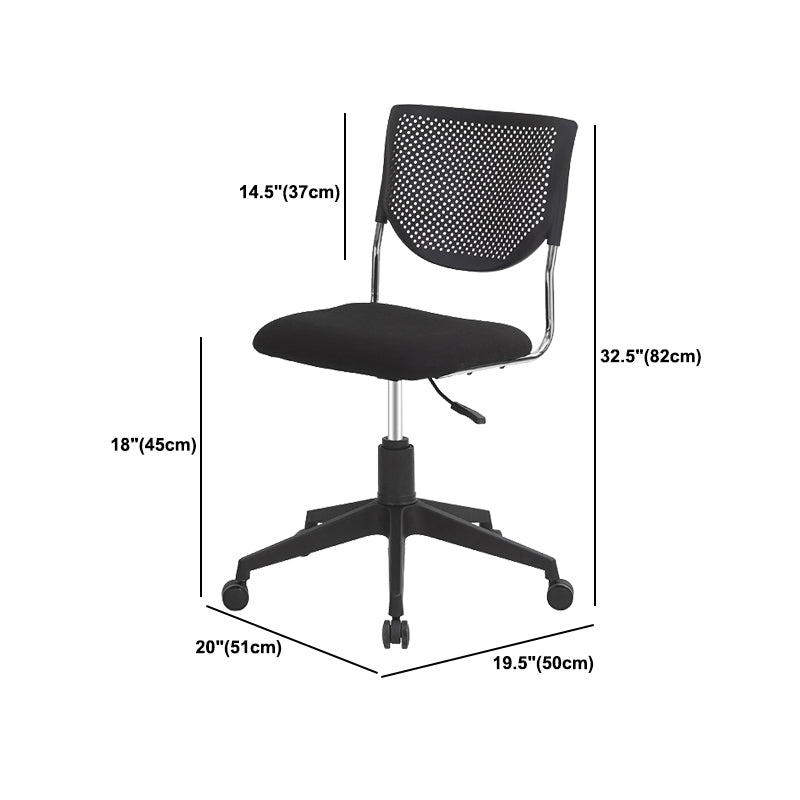 Armless Mid Back Vinyl Office Chair Modern Black Back Conference Chair