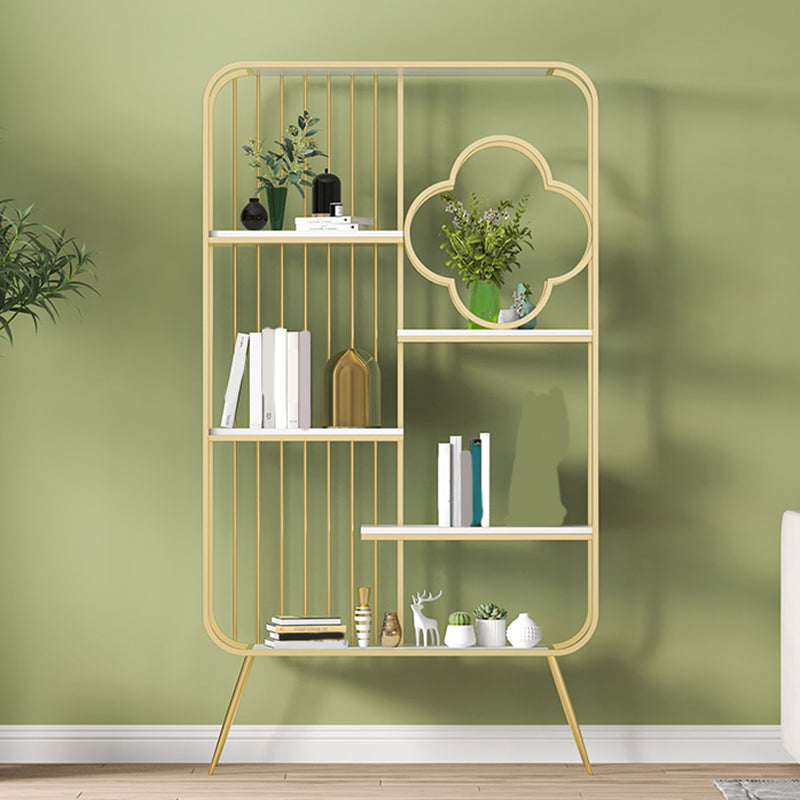 Light Luxury 5 Levels Book Shelf Closed Back Gold Shelf Bookcase