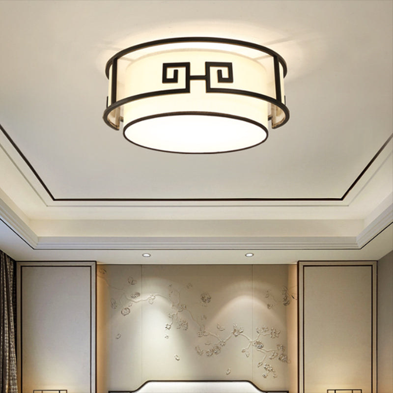 Fabric Geometric Flush Mount Light Modern Multi Lights Flush Mount Light Fixture in White