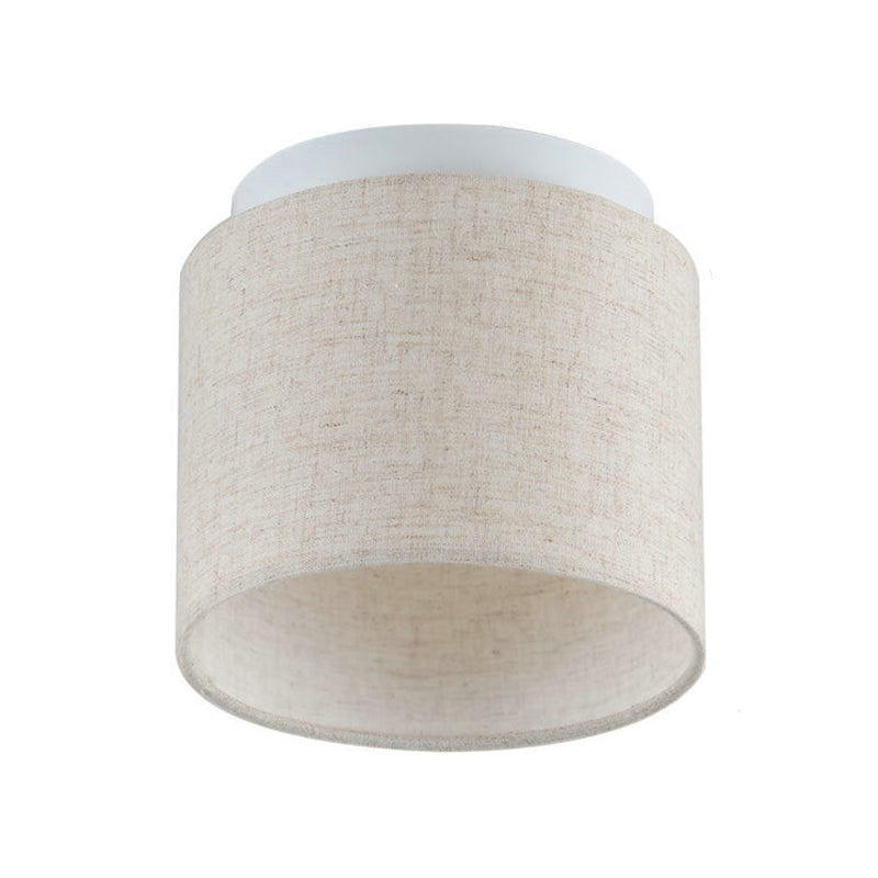 Half Cylinder Fabric Flush Mount Light Modern 1 Light Flush Mounted Light Fixture in White