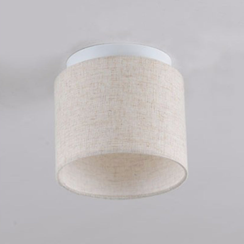 Half Cylinder Fabric Flush Mount Light Modern 1 Light Flush Mounted Light Fixture in White