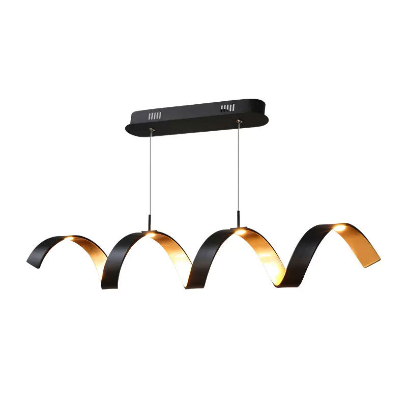 Black Rolling Chandelier Minimalist 1 Light Acrylic Hanging Ceiling Lighting Fixture