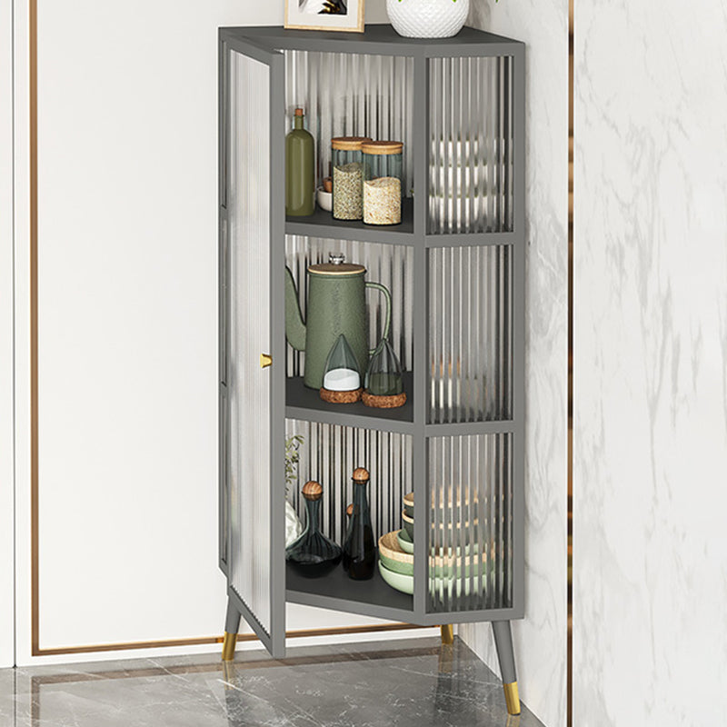 Metal Industrial Curio Cabinet Glass Doors Display Cabinet for Living Room, 16"L X 16"W