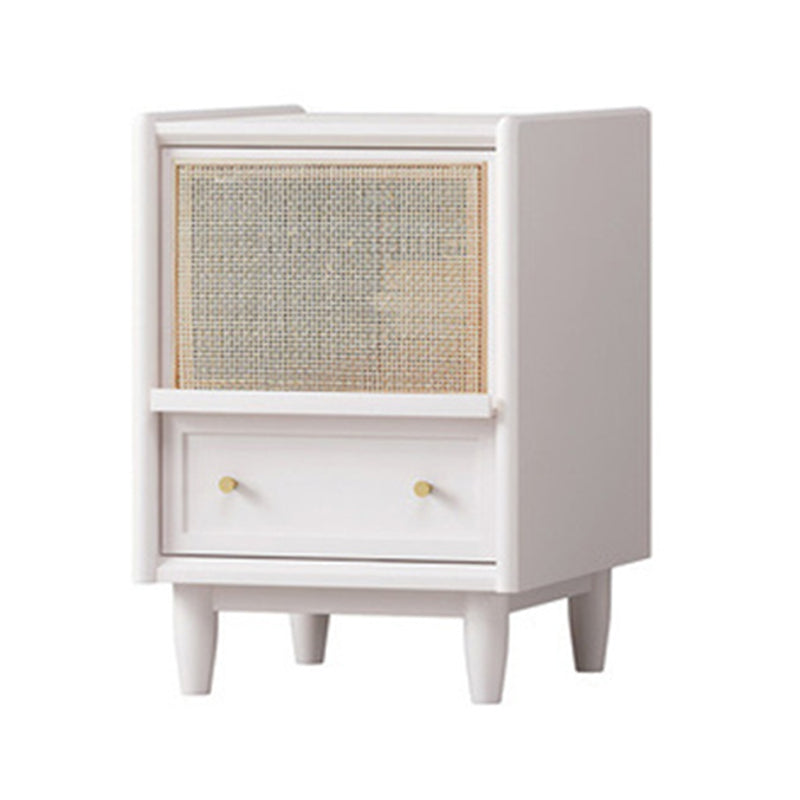 Contemporary Rattan Nightstand Lower Shelf Bedside Cabinet for Bedroom